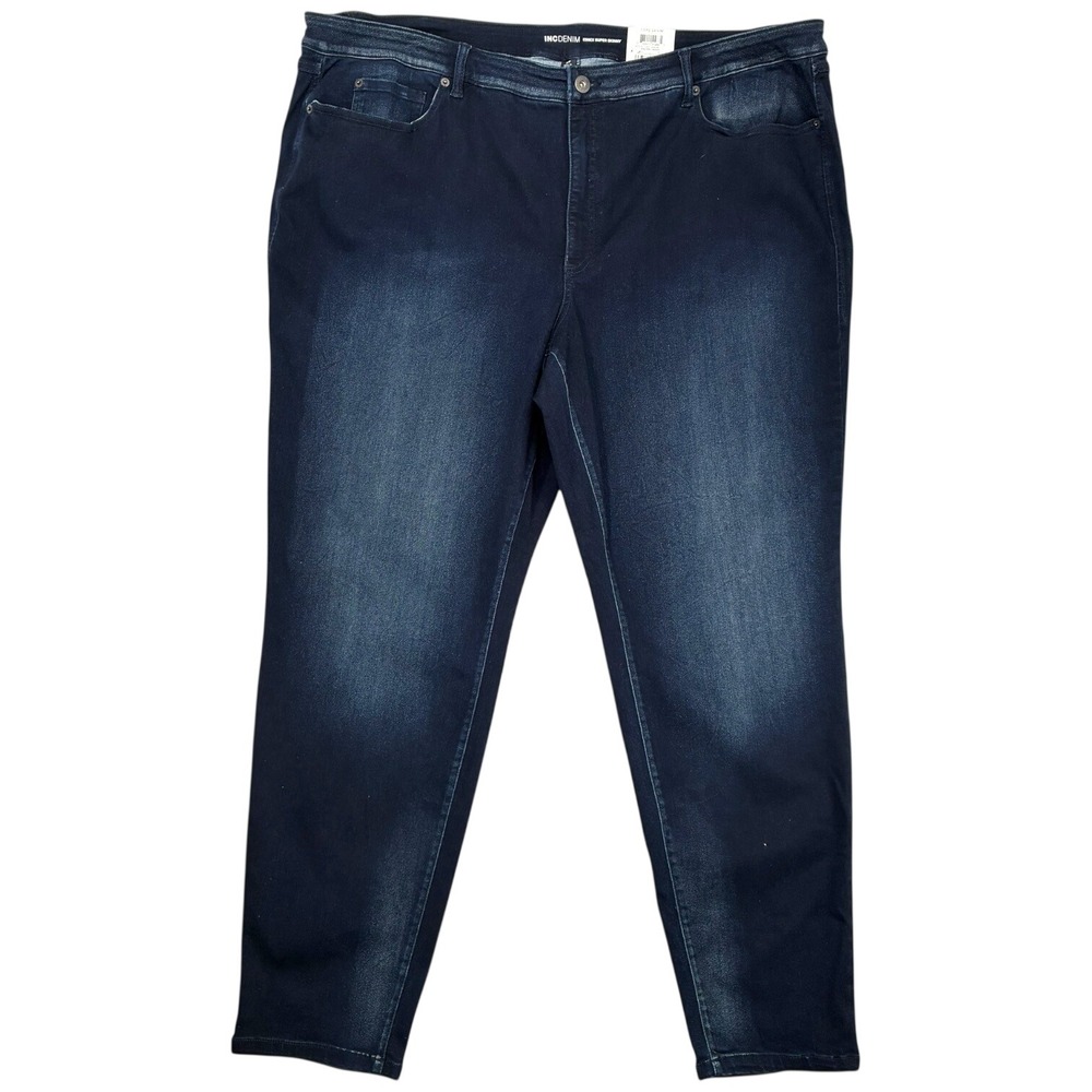 INC Denim Essex Super Skinny Dark Wash Stretch Jeans‎ Plus Size 26W NWT
